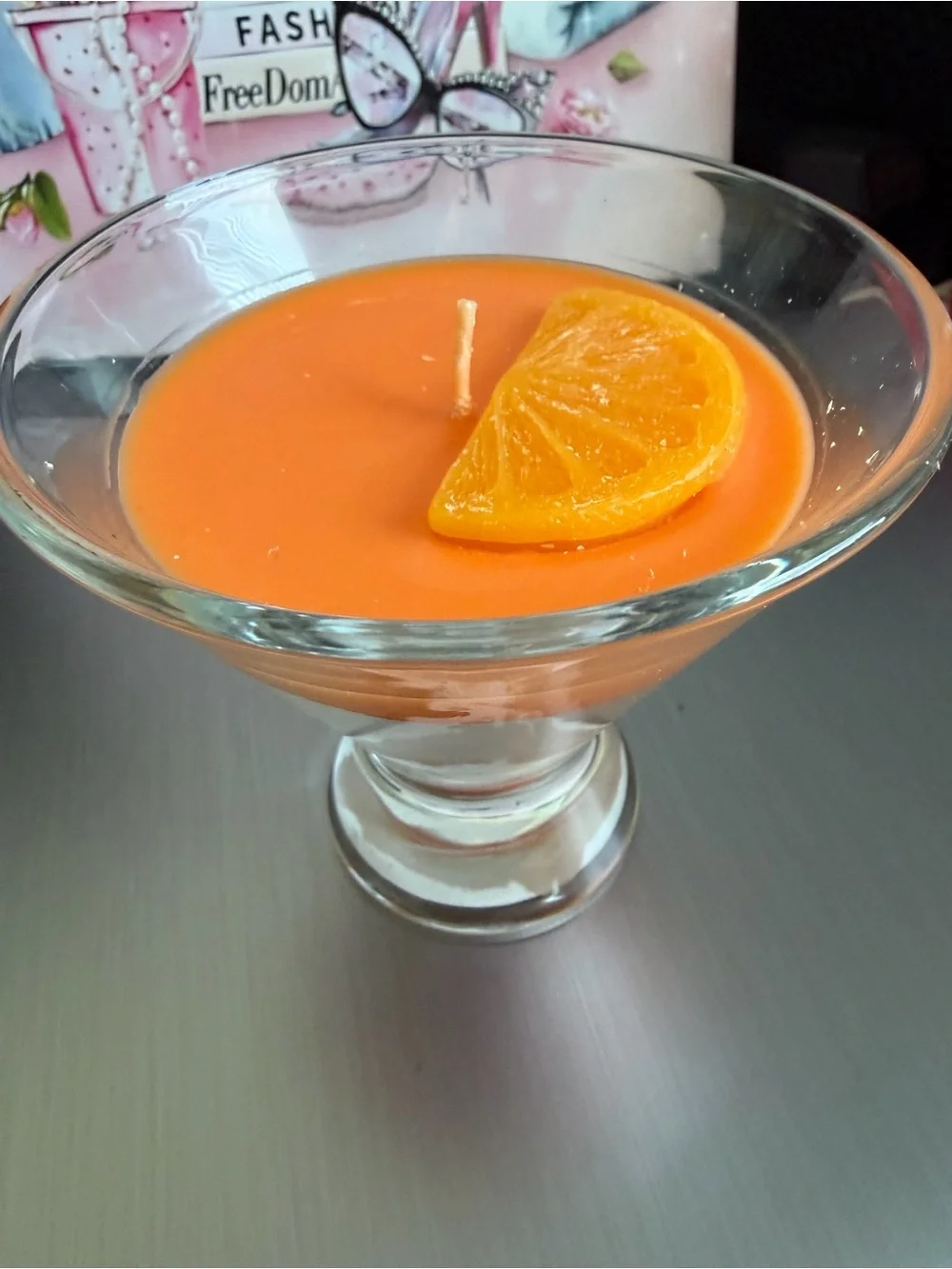 Orange Glass Votive Candle Delicious Scent